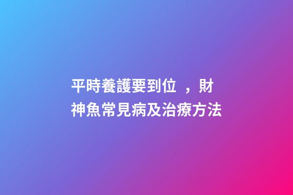 平時養護要到位，財神魚常見病及治療方法